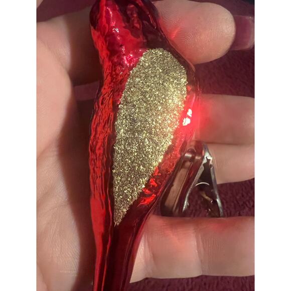 3 Vintage 1970's Mercury Glass Clip On Bird Ornaments 5”Red w Fiberglass tail - Picture 11 of 11